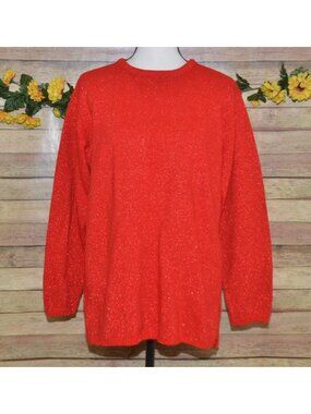 Vintage Carly Blake Ladies XL Christmas Red Sparkly Pullover Sweater Holidays